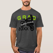 ダートバイクモトクロスグリーンブラックグレー卒業 Tシャツ (正面)