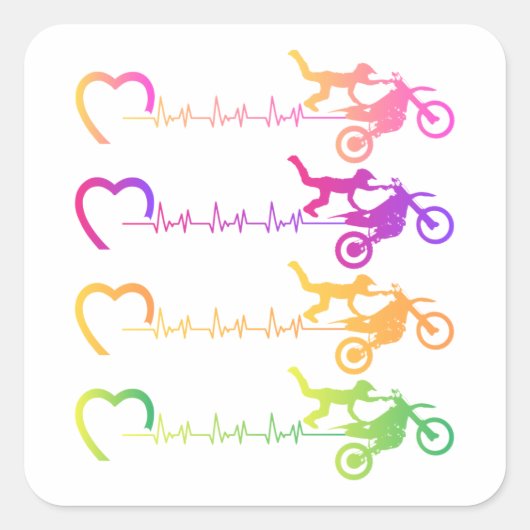 ダートバイクモトクロスハートビートベビーボディスーツ スクエアシール (正面)