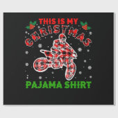 ダートバイクモトクロスプレイドバイクもしくは自転車に乗る人クリスマスパジャマ ラッピングペーパー (フラット)