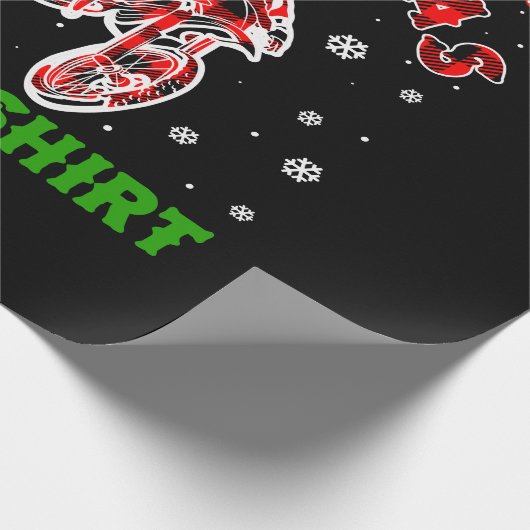 ダートバイクモトクロスプレイドバイクもしくは自転車に乗る人クリスマスパジャマ ラッピングペーパー (角)