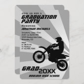 ダートバイクモトクロスレトロ日が差すこと卒業 招待状 (正面/裏面)