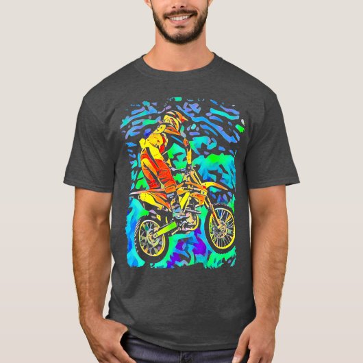 ダートバイクモトクロスレーシングアーポップ・アートのト Tシャツ (正面)