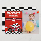 ダートバイクモトクロスレーシングボーイフレンドの誕生日 招待状 (正面/裏面)