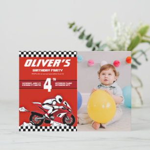 ダートバイクモトクロスレーシングボーイフレンドの誕生日 招待状