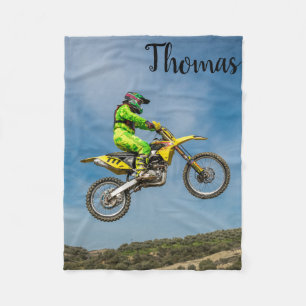 ダートバイクモトクロスレーパーソナライズされたス フリースブランケット