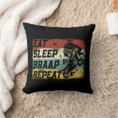 ダートバイクモトクロス食べスリープブラップリピートヴィンテージ クッション (ブランケット)