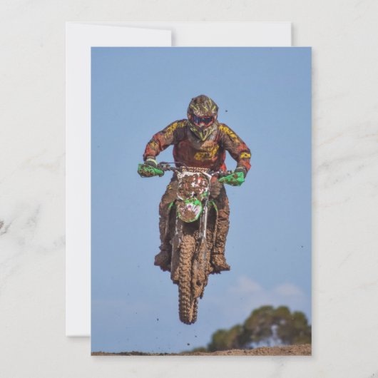 ダートバイクモトクロスPHOTO日が差すこと卒業 招待状 (裏面)