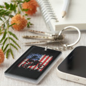 ダートバイクモトクロスUSAアメリカ国旗の愛国心 キーホルダー (正面右)