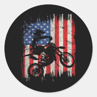 ダートバイクモトクロスUSAアメリカ国旗の愛国心 ラウンドシール