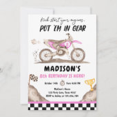 ダートバイクモータークロスレーシングサイクリングガール誕生日 招待状 (正面)