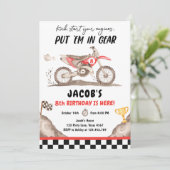 ダートバイクモータークロスレーシングサイクリングボーイ誕生日 招待状 (スタンド正面)