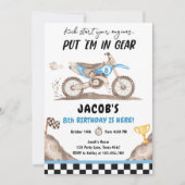 ダートバイクモータークロスレーシングサイクリングボーイ誕生日 招待状 (正面)