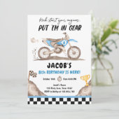 ダートバイクモータークロスレーシングサイクリングボーイ誕生日 招待状 (スタンド正面)