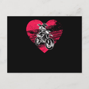 ダートバイクモータークロスMXライダーバレンタインデイバイク ポストカード