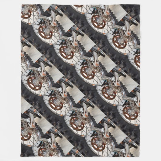 ダートバイクモーターバイクホイールコーグフリースブランケット フリースブランケット (正面)