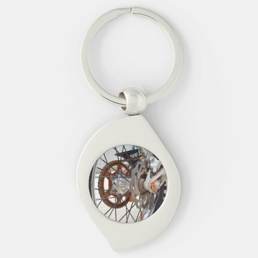 ダートバイクモーターバイクホイールコーグ、メタルキーリング キーホルダー (正面)