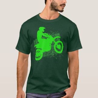ダートバイクライダータイヤトラックネオングリーンユース Tシャツ
