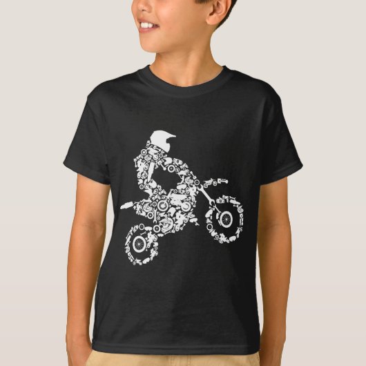 ダートバイクライダーモトクロスエンデューロダートサイクリングボーイズ Tシャツ (正面)