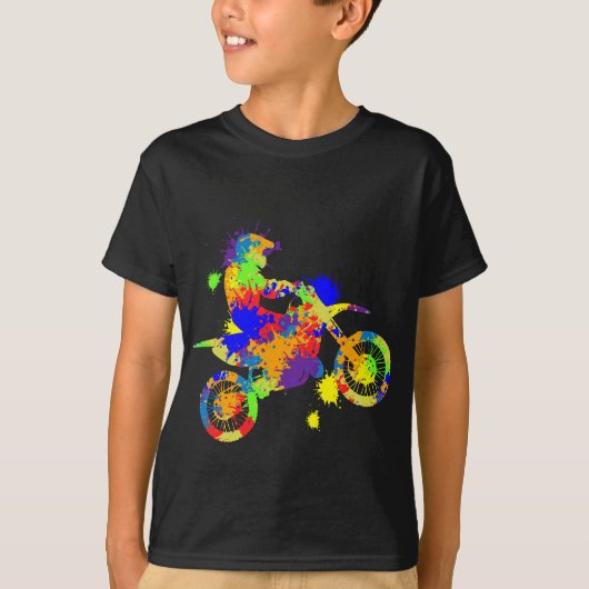 ダートバイクライダーモトクロスエンデューロダートサイクリングボーイズ Tシャツ (正面)