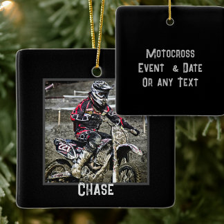 ダートバイクライダー男子 フォトスクエアオーナメント セラミックオーナメント