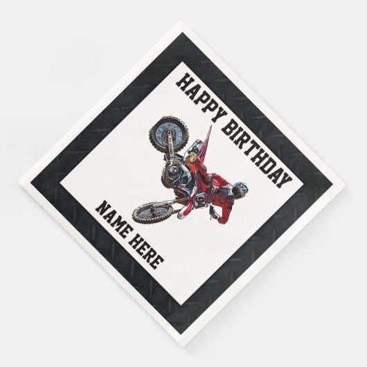 ダートバイクレッド誕生日スポーツネームレーシングナプキンス (コーナー)