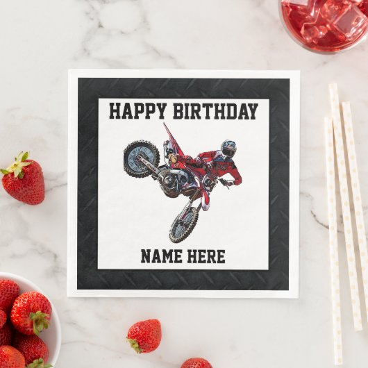 ダートバイクレッド誕生日スポーツネームレーシングナプキンス (インサイチュ)