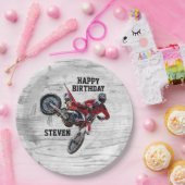 ダートバイクレッド誕生日スポーツバイクカッコいい紙 ペーパープレート (パーティー)