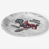 ダートバイクレッド誕生日スポーツバイクカッコいい紙 ペーパープレート (アングル)