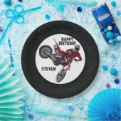 ダートバイクレッド誕生日スポーツバイクカッコいい ペーパープレート (パーティー)