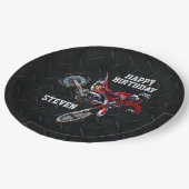 ダートバイクレッド誕生日スポーツバイクカッコいい ペーパープレート (アングル)