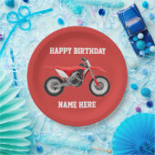 ダートバイクレッド誕生日スポーツ紙プレート ペーパープレート (パーティー)