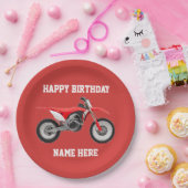 ダートバイクレッド誕生日スポーツ紙プレート ペーパープレート (パーティー)