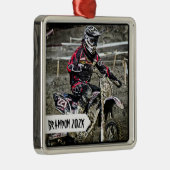 ダートバイクレパーソナライズされたーサー名写真 メタルオーナメント (右)