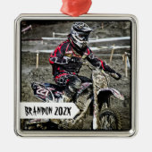 ダートバイクレパーソナライズされたーサー名写真 メタルオーナメント (正面)