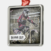 ダートバイクレパーソナライズされたーサー名写真 メタルオーナメント (左)