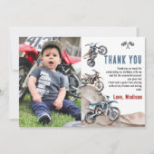 ダートバイクレースボーイ誕生日写真サンキューカード サンキューカード (正面)