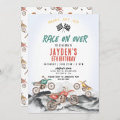 ダートバイクレース誕生日パーティーの招待Boy 招待状 (正面/裏面)