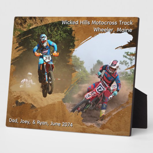 ダートバイク乗りモトクロスフォトキープサケ フォトプラーク (側面)