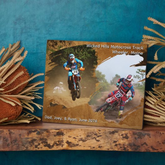 ダートバイク乗りモトクロスフォトキープサケ フォトプラーク (側面)