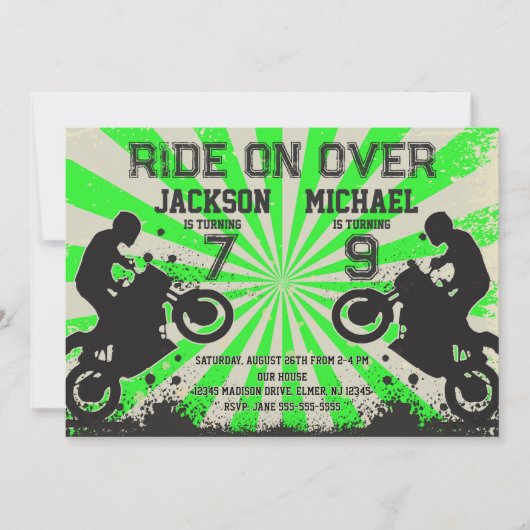 ダートバイク合同誕生日 招待状 (正面)