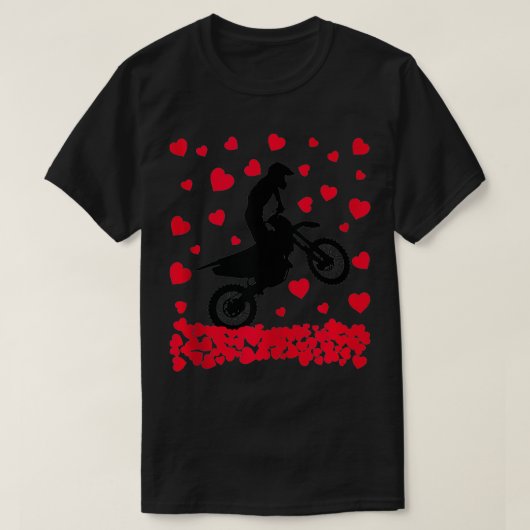 ダートバイク恋人メンズレディットダートバイクハートバレンティン Tシャツ (デザイン正面)