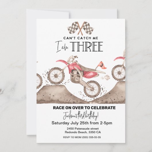 ダートバイク私をキャッチできない、私は3つの招待 招待状 (正面)