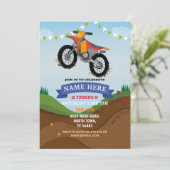 ダートバイク誕生日招待状乗り土おもしろいトラック 招待状 (スタンド正面)