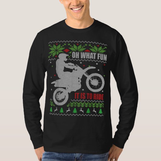 ダートバイク醜いクリスマスモトクロスそれが何おもしろい Tシャツ (正面)