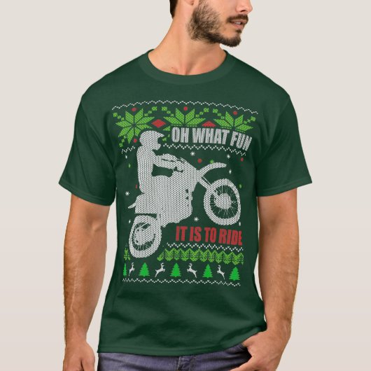 ダートバイク醜いクリスマスモトクロス何おもしろい Tシャツ (正面)