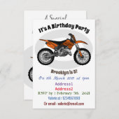 ダートバイク オフロードバイク / モトクロス カートゥーン 招待状 (正面/裏面)