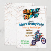 ダートバイク 誕生日 招待状 Grip it & Rip It (正面/裏面)