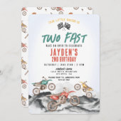 ダートバイクSecond Birthday Party Invitation for Boy 招待状 (正面/裏面)