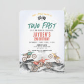 ダートバイクSecond Birthday Party Invitation for Boy 招待状 (スタンド正面)