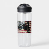 ダートバイクUSA旗TシャツMotocrossアメリカ国旗 ウォーターボトル (正面)